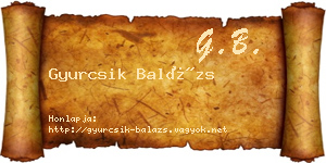 Gyurcsik Balázs névjegykártya